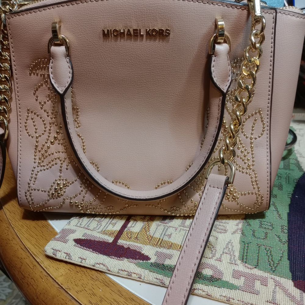 Michael Kors Pink Crossbody Bag with Gold Chain